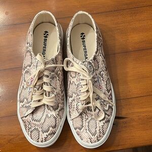 Superga 2750 beige snakeskin lace up sneaker